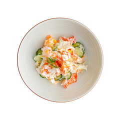 Fresh salad with vegetables, bright colors, on transparent background.