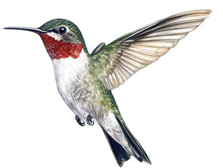 Fototapeta premium Colorful Watercolor Hummingbird isolated PNG