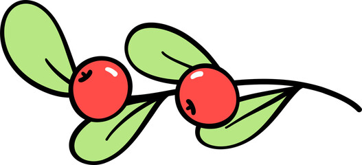 Christmas holly leaf and berries hand drawn doodle