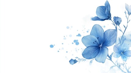 Obraz premium Serenity in Bloom: A Hand-Drawn Small Blue Flower in Watercolor on a Crisp White Background