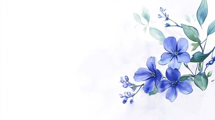 Serenity in Bloom: A Hand-Drawn Small Blue Flower in Watercolor on a Crisp White Background