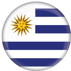Fototapeta premium Uruguay flag with glossy rounded button for football team and national emblem