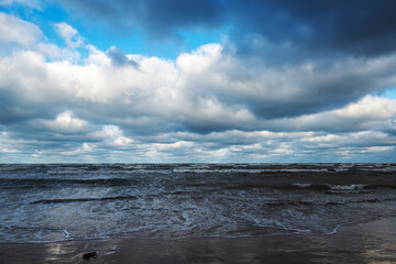 Autumn storm in Baltic sea next to Pavilosta, Latvia.