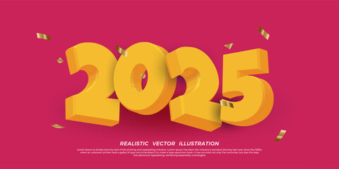 2025 3d style icon, suitable for christmas greeting cards with bold number design vector illustration