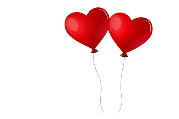 A pair of heart-shaped balloons floating against a clean white background