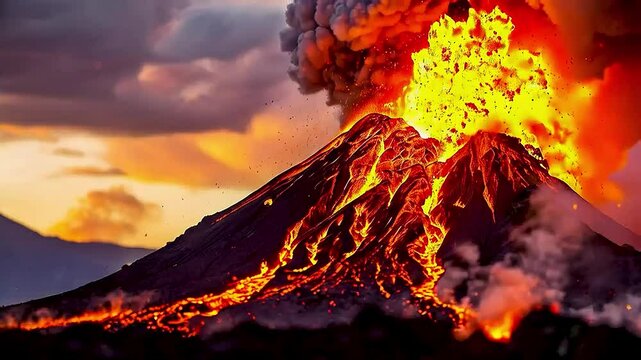 a volcano  erupting.
