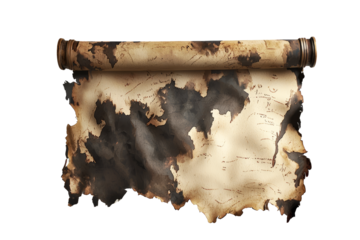 A scroll covered in deep ink stains.