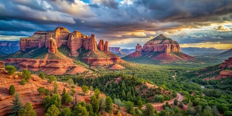 Sedona Arizona Minimalist Landscape - Stunning Wall Art for Tranquil Home Decor, Nature's Beauty, Desert Vistas, Iconic Red Rocks, Serene Atmosphere, and Calm Aesthetic