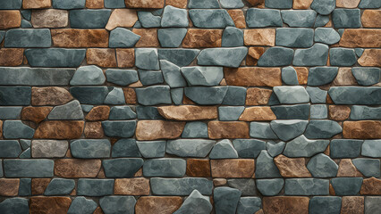 Fototapeta premium A wall made of stone and brown bricks