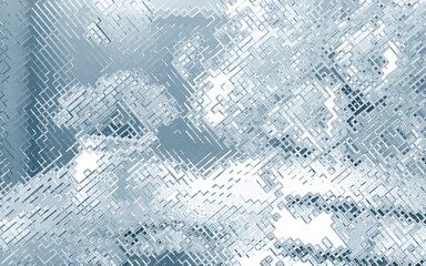 Intricate Silver and Blue Geometric Grid Abstract Background with Metallic Highlights