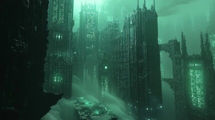 Pulsating Biomechanical Cityscape of the Unseen Realm | Ultra-Detailed Horror 3D Render Illustration
