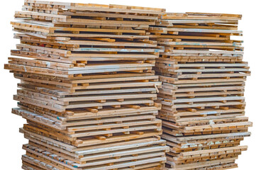 Wooden pallets on a white