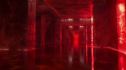 Eerie Biomechanical Underground Lair with Pulsating Organic Walls - Ultra-Detailed 3D Render Illustration