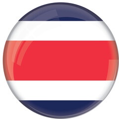 Costa Rica flag with glossy rounded button for football team and national emblem