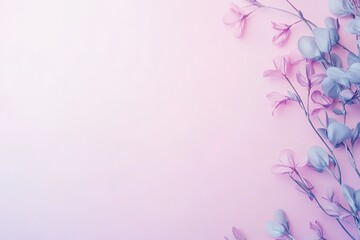 Naklejka premium Soft pink floral background with delicate flowers on side