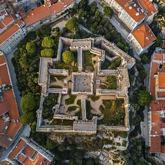 Fototapeta premium Lisbon's Alfama and Castle from above