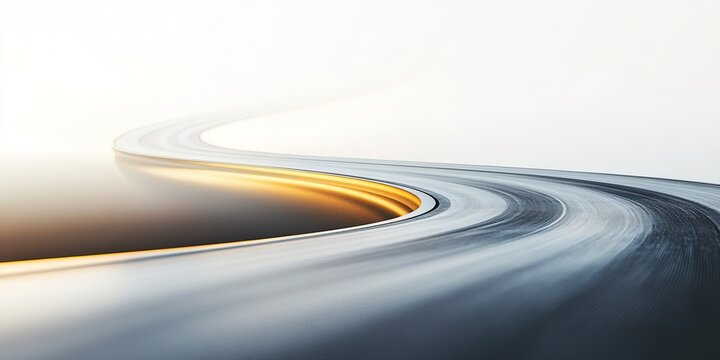 Sleek road bending into horizon with warm glow