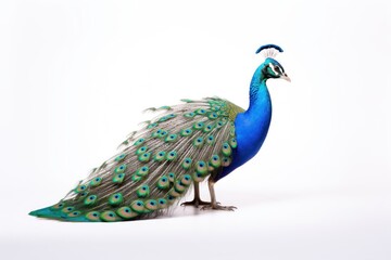 Fototapeta premium Peacock animal bird white background.