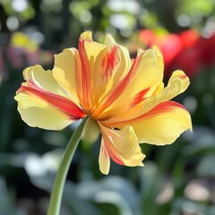 Fototapeta premium Garden awash in yellow and red.