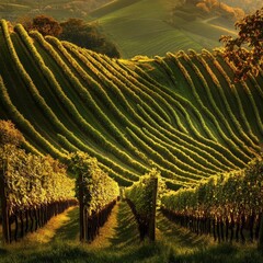 Fototapeta premium Tuscany's hillsides are a vineyard backdrop.