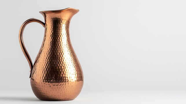Copper jug on white background