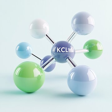 3D Render of Potassium Chloride Molecule