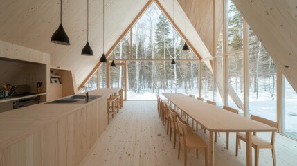 Obraz premium Minimalist Cabin Kitchen Interior Design