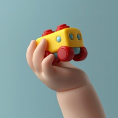 Playful and Vibrant Toy Submarine in a Child's Hand