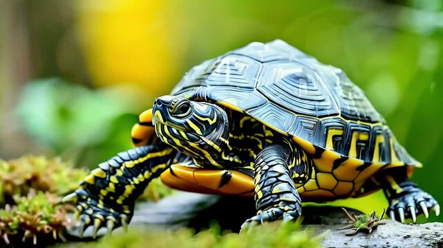 a turtle  on  a rock