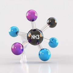 Fototapeta premium 3D Model of Ammonia Molecule (NH3)
