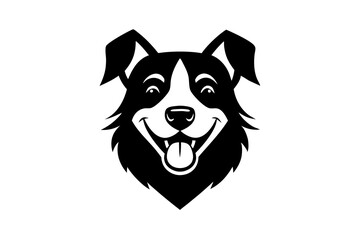 Funny dog head mascot with silhouette vector logo design vector illustration on white