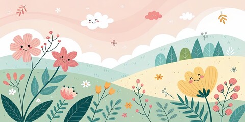 minimalist cute cartoon spring flyer background