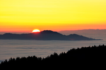 Nebel im Tal, Inversionswetterlage, Schwarzwald, Baden-Württemberg, Deutschland