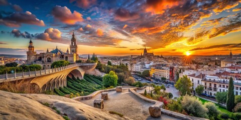 Fototapeta premium Stunning Conceptual Photography of Terril Summit in Seville, Spain - Breathtaking Views, Unique Landscapes, and Cultural Heritage Showcase
