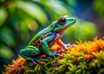 Obraz premium Stunning Diamond Frog in Natural Habitat - Vibrant Amphibian, Wildlife Photography, 