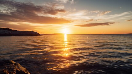 Obraz premium Vibrant Sunset Over Calm Sea