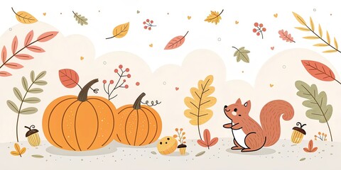 Obraz premium minimalist cute cartoon october background
