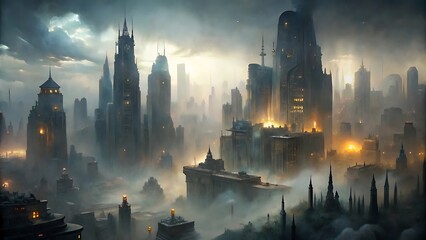 Fototapeta premium fog in city fog in nature fog in village