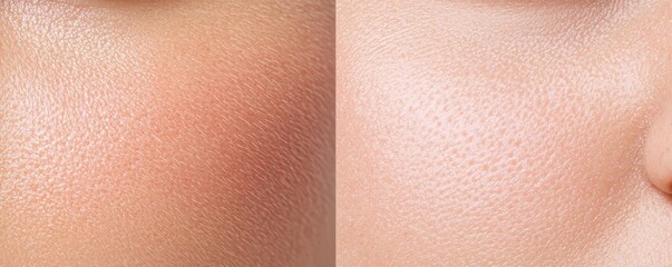 Visualization of beforeandafter images of skin treated with retinol, showing smoother and more even texture, Retinol skin transformation, Impressive and clear