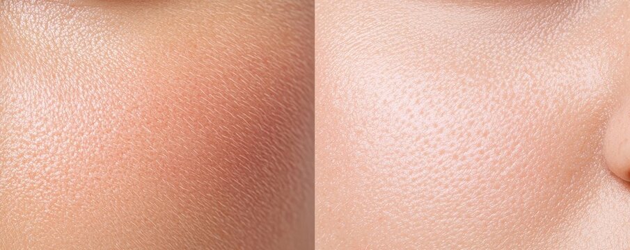 Visualization of beforeandafter images of skin treated with retinol, showing smoother and more even texture, Retinol skin transformation, Impressive and clear