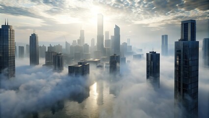 Fototapeta premium fog in city fog in nature fog in village