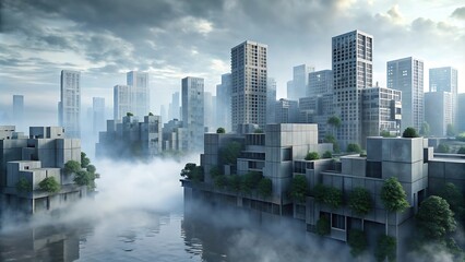 fog in city fog in nature fog in village