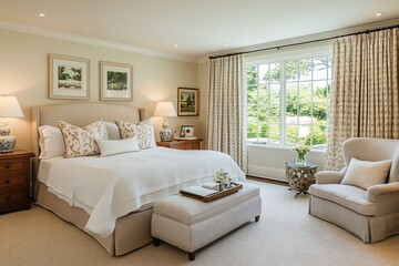 Soft Beige Bedroom with Neutral Decor and Natural Light