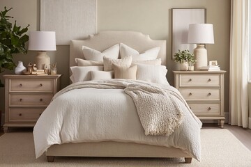 Soft Beige Bedding in a Serene Bedroom Setting