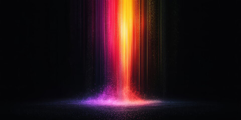 A vertical digital pipeline descending straight down, glowing against the black background.