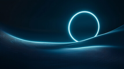 minimalist abstract background with a single, glowing line forming a loop and a circle, symbolizing continuity and innovation.