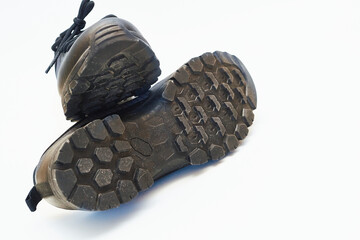 Sports trekking shoes with a powerful grooved sole