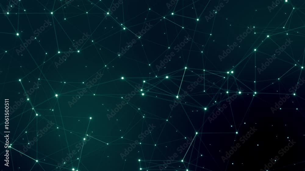 Poster Futuristic dark connection web plexus animation, galaxy or technology abstract background for presentations, smooth gradient