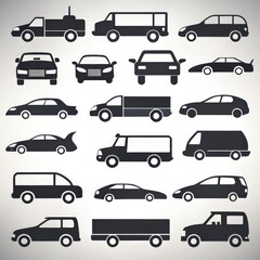 Silhouettes of various vehicle types designed on a white background for clarity. Generative AI