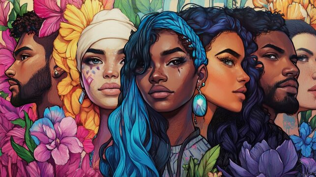 Empowering Self-Love Illustration with Diverse Faces